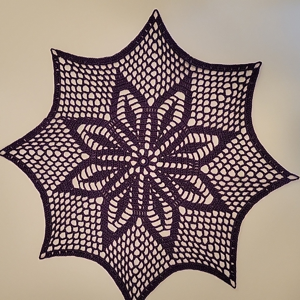 Elegant Purple Crochet Table Linen